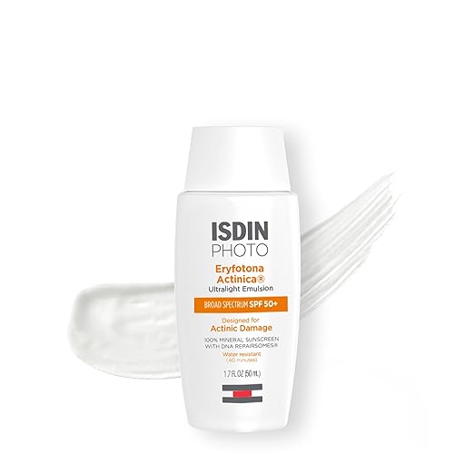 ISDIN Eryfotona Actinica Zinc Oxide and 100% Mineral Sunscreen Broad Spectrum SPF 50+, No White Cast, Suitable for Sensitive Skin